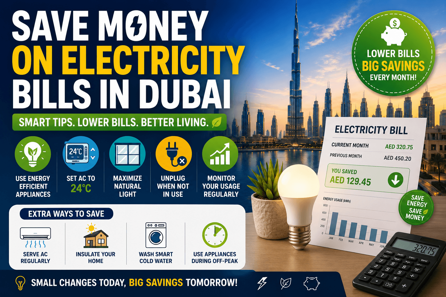 Practical guide on reducing DEWA electricity bills and energy consumption in Dubai