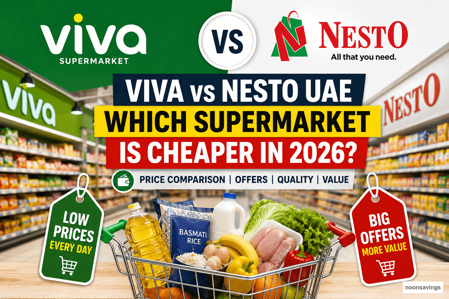 Viva vs Nesto UAE supermarket price comparison for grocery savings in Dubai
