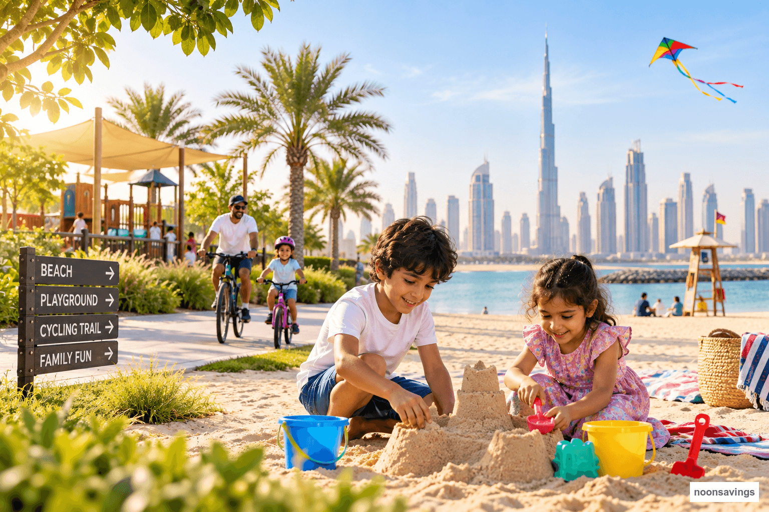 Children enjoying free outdoor family activities in Dubai